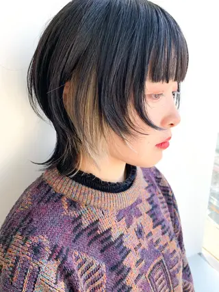 ショート nuu所属・💜ショート💜 ウルフ、ボブ二色亜美のヘアスタイル