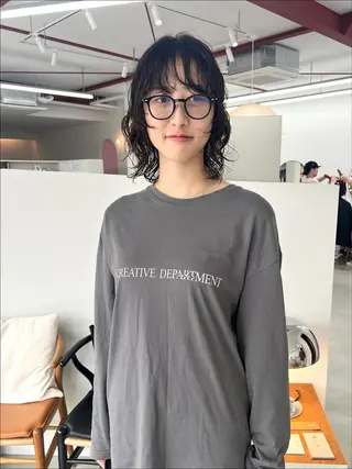 ミディアム パーマ 似合わせカット/デザ インカラー/伊藤吏紀のヘアスタイル