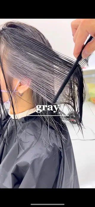 ミディアム ブリーチなしダブル カラー縮毛矯正　下野のヘアスタイル