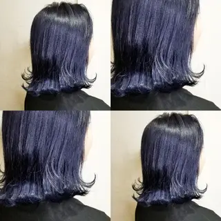 ミディアム ツヤ髪✨縮毛矯正 ハイトーンカラーのヘアスタイル