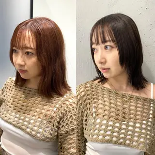 セミロング カラー パーマ ヘアアレンジ 髪質改善水素TR× レイヤーカット/熊澤のヘアスタイル