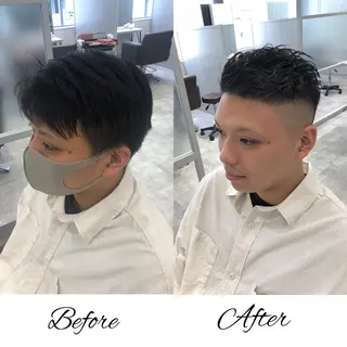 ショート カラー パーマ メンズ kiitos所属・関西センターパート メンズモデル募集のヘアスタイル