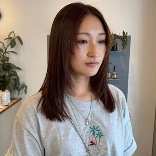 セミロング casane所属・暖色・前髪カット 🎗️佐藤ゆみこのヘアスタイル