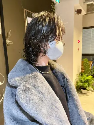 ミディアム カラー パーマ メンズヘア/レイヤー /ボブ山内春輝のヘアスタイル