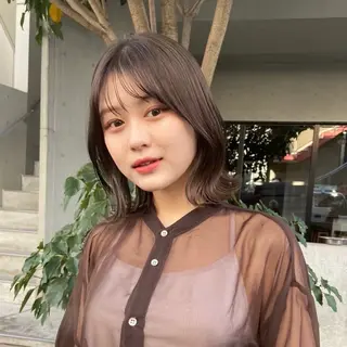 ミディアム カラー 透けるカラー 🫧かふうのヘアスタイル