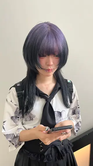 ロング カラー メンズパーマ/ メッシュ📍ユリのヘアスタイル