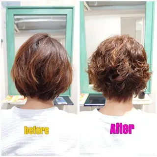 ショート パーマ カラー Hair salon aima_ble(えま〜ぶる)所属・小西池 好美のヘアスタイル