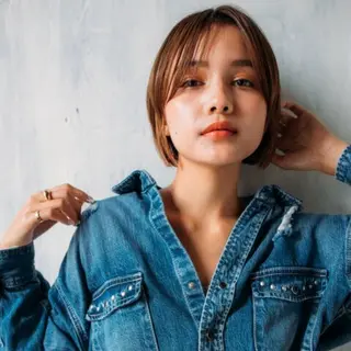 ミディアム カラー ハイトーン/ボブ/ ハイライト🌱ᩚ涼介のヘアスタイル