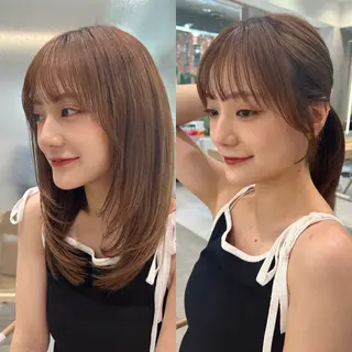 セミロング 顔周り🇰🇷韓国 レイヤー/いづみ💞のヘアスタイル