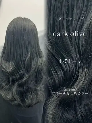 ロング カラー eco/堀江/ 艶カラー/縮毛矯正のヘアスタイル