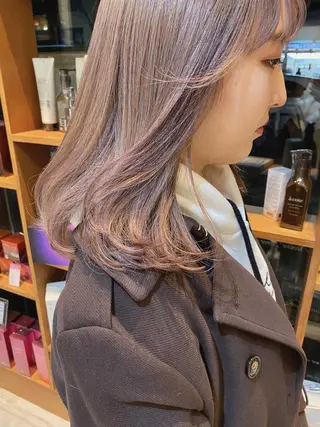 セミロング カラー 赤み消し/透明感 🪽◝✩ 武者春花のヘアスタイル