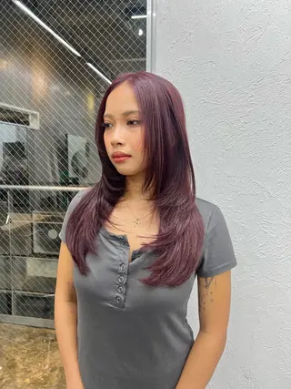 セミロング 暖色カラー/レイヤー カット☁️MEI☁️のヘアスタイル