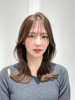 ミディアム カラー ren ボブロブ/ミディアムのヘアスタイル