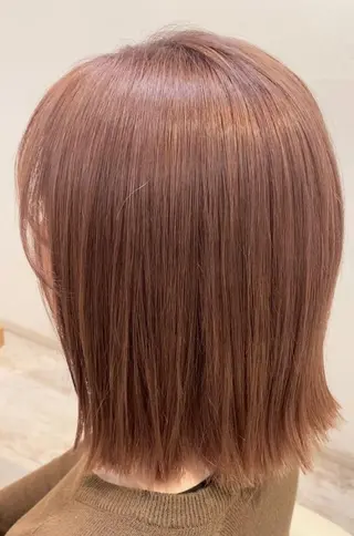 ミディアム カラー ブリーチなしWカラー /酸性ストレート河本のヘアスタイル