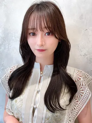 セミロング カラー 顔周り/くびれヘア 韓国ヘア💕風間るなのヘアスタイル