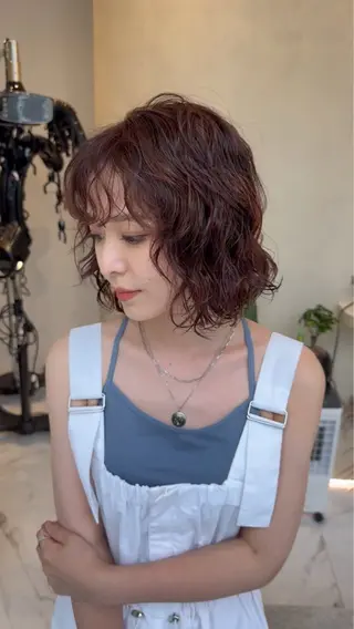 ショート パーマ コテ巻き風パーマ SHONOのヘアスタイル