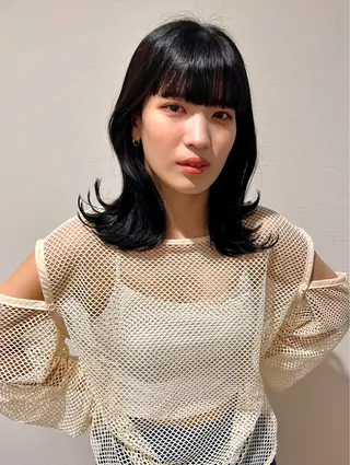 ミディアム 加納千華 /ボブ/ぱつっとボブのヘアスタイル