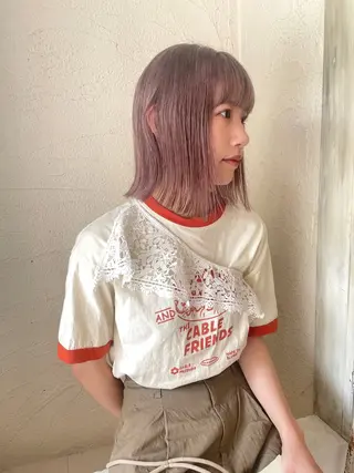 ミディアム カラー ホンダリサコ 透明感カラー/ボブのヘアスタイル