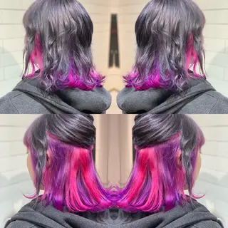 ミディアム カラー ヘアアレンジ 髪質改善×ハイトーン 中田啄也のヘアスタイル