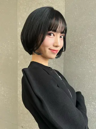 ショート カラー ボブ×縮毛矯正× 髪質改善/三ツ木一生のヘアスタイル