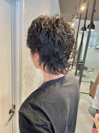 ミディアム パーマ メンズ 👑髪質改善カラー 中垣斗希のヘアスタイル