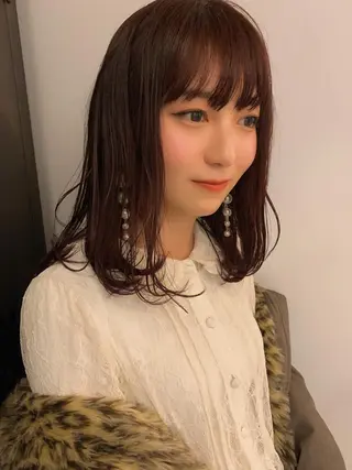 セミロング カラー 小顔レイヤー×コンパ クトボブ/林隆平のヘアスタイル