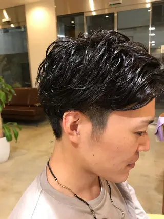 パーマ メンズ 暖色カラー🍊 ボブ🌿顔周りcutのヘアスタイル