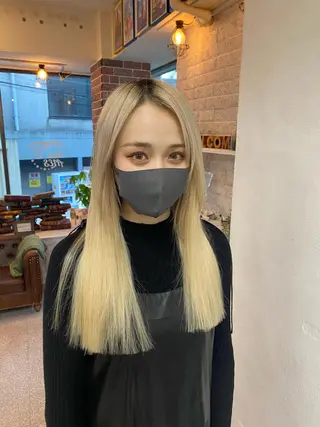 ミディアム カラー レイヤーウルフ エクステ磯部のヘアスタイル