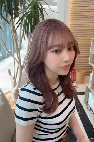 ミディアム カラー 韓国風/顔周りカット /髪質改善RYOTAのヘアスタイル