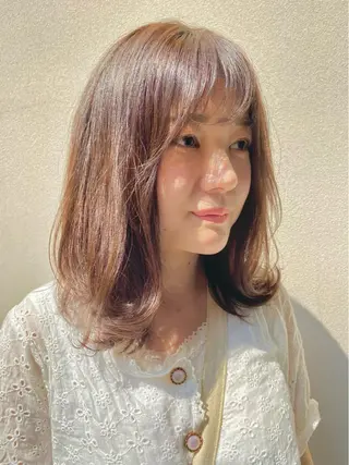 ミディアム カラー ボブ/縮毛矯正/ レイヤー/塚田のヘアスタイル