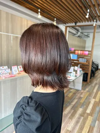 ミディアム 志賀　輝/ハイライト /縮毛矯正/髪質改善のヘアスタイル