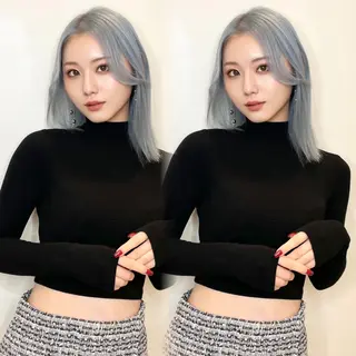 ミディアム カラー ハッシュカット レイヤー池袋のヘアスタイル