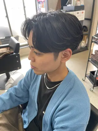 ミディアム パーマ メンズ メンズパーマ/波巻き パーマ/シャドウのヘアスタイル