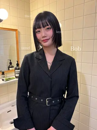 ミディアム カラー 韓国ボブ&顔まわり レイヤー♡TOMOEのヘアスタイル