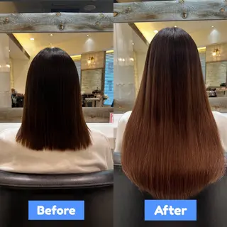 セミロング ‪🤎艶感ベージュ/ ミルクティー‪🤎のヘアスタイル