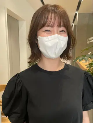ミディアム カラー ベージュ🤎透明感 カラー🤎anriのヘアスタイル
