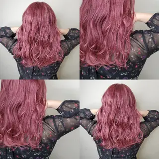 ミディアム ツヤ髪✨縮毛矯正 ハイトーンカラーのヘアスタイル