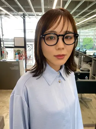 ミディアム カラー 似合わせカット レイヤーボブウルフのヘアスタイル