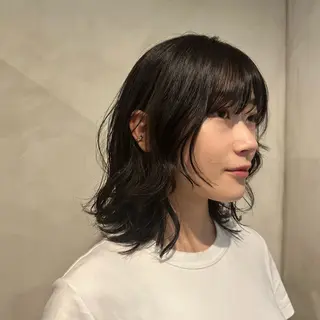 ミディアム パーマ Aust hair Stella新宿所属・Yuki☺︎パーマ レイヤーカットウルフのヘアスタイル
