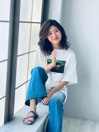 ミディアム カラー パーマ ヘアアレンジ メンズ アイブロウ メンズカット/パーマ 👟黒田紗名👟のヘアスタイル