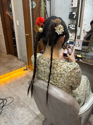 ヘアアレンジ メンズ/ヘアセット/ 顔周りレイヤー/💶のヘアスタイル