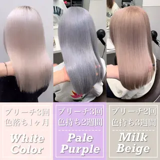 ロング カラー 韓国ヘア特化💍 tiam💍ブリーチのヘアスタイル