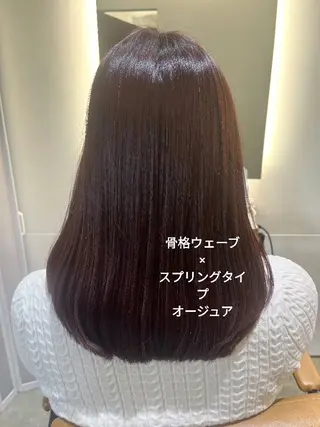 ミディアム カラー 中野渡 真利那のヘアスタイル