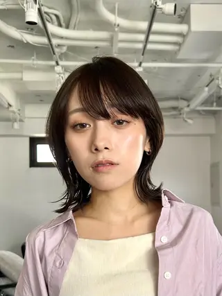 ミディアム 結べるくびれボブ/透 明感カラーtaigaのヘアスタイル
