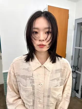 ミディアム ボブ/レイヤー/ケア パーマ/リュウタのヘアスタイル