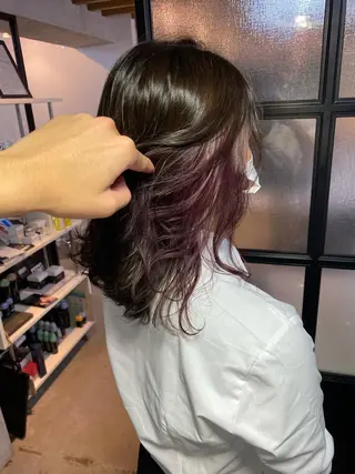 ミディアム カラー ヘアアレンジ 切りっぱなしボブ/ デザインカラー店長のヘアスタイル
