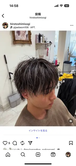 ショート パーマ メンズ 美フレイヤ所属・三十木 博敏のヘアスタイル