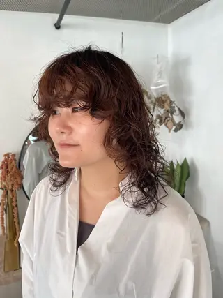 ミディアム パーマ ボブ/レイヤー /河内温太のヘアスタイル