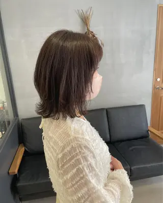 ミディアム 暖色カラー🍊 ボブ🌿顔周りcutのヘアスタイル