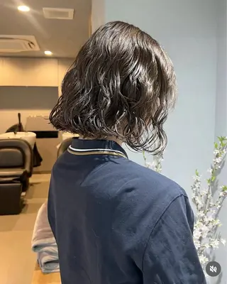 ミディアム カラー パーマ akane/ボブ /オリーブ/ブラウンのヘアスタイル